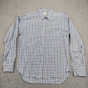 Billy Reid Shirt Mens XL Blue Check Cotton Long Sleeve Button Front Casual